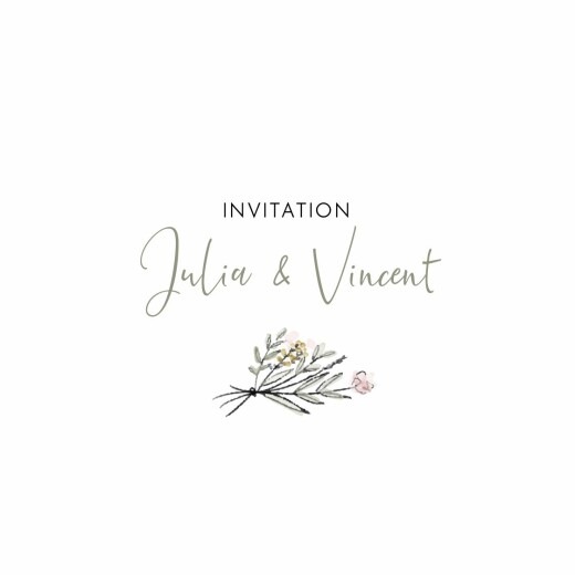 Carton d'invitation mariage Les mariés champêtres Blanc - Recto