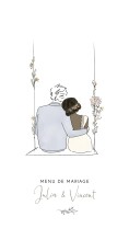 Menu de mariage Les mariés champêtres blanc