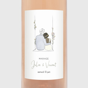 Étiquette de bouteille mariage Les mariés champêtres Blanc Étiquette de bouteille mariage Les mariés champêtres Blanc
