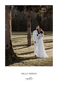 Carte de remerciement mariage Les mariés champêtres (portrait) blanc