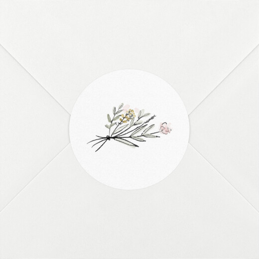 Stickers pour enveloppes mariage Les mariés champêtres blanc - Vue 1