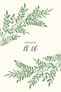 Carton d'invitation mariage classique ritournelle (portrait) vert Carton d'invitation mariage classique ritournelle (portrait) vert