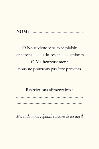 Carton réponse mariage Ritournelle (portrait) vert - Verso