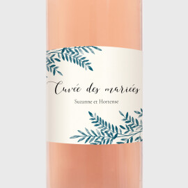 Étiquette de bouteille mariage Ritournelle Bleu