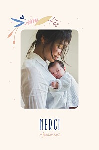 Carte de remerciement rose élégant feuillage multicolore rose Carte de remerciement rose élégant feuillage multicolore rose