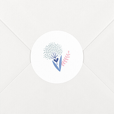 Stickers pour enveloppes naissance garçon élégant feuillage multicolore rose Stickers pour enveloppes naissance garçon élégant feuillage multicolore rose