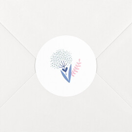 Stickers pour enveloppes naissance Élégant feuillage multicolore Rose