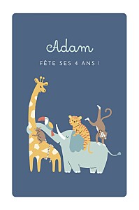 Carte d'anniversaire bleu la famille des animaux bleu Carte d'anniversaire bleu la famille des animaux bleu