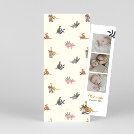 Faire-part de naissance Mon petit dinosaure (marque-page) beige