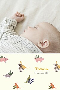 Faire-part de naissance nature mon petit dinosaure beige Faire-part de naissance nature mon petit dinosaure beige