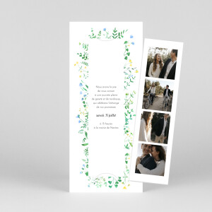 Faire-part de mariage Cadre fleuri (marque page) blanc Faire-part de mariage Cadre fleuri (marque page) blanc