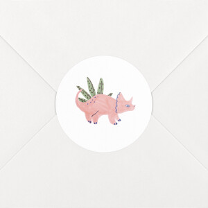 Stickers pour enveloppes naissance Mon petit dinosaure rose