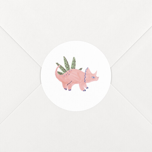 Stickers pour enveloppes naissance Mon petit dinosaure rose - Vue 1