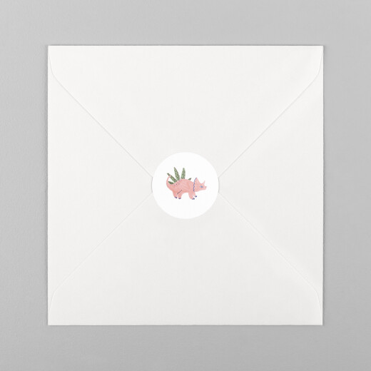 Stickers pour enveloppes naissance Mon petit dinosaure rose - Vue 2