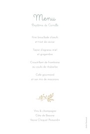 Menu de baptême Liberty feuillage Vert