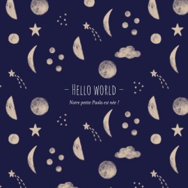 Faire-part de naissance Cosmos (4 pages) Bleu nuit