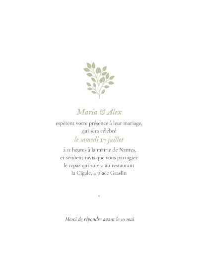 Faire-part de mariage Signature végétale (portrait) toscane - Page 1