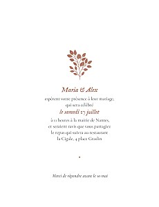 Faire-part de mariage rouge signature végétale (portrait) sienne Faire-part de mariage rouge signature végétale (portrait) sienne