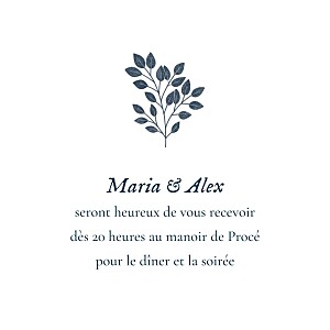 Carton d'invitation mariage le collectif signature végétale bleu Carton d'invitation mariage le collectif signature végétale bleu