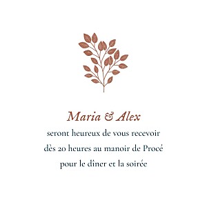 Carton d'invitation mariage orange signature végétale sienne Carton d'invitation mariage orange signature végétale sienne