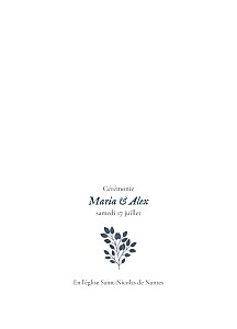 Livret de messe mariage signature végétale bleu Livret de messe mariage signature végétale bleu