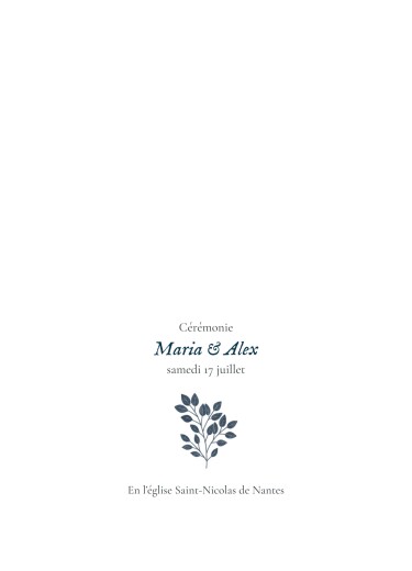 Couverture livret de messe mariage Signature végétale Bleu - Page 1 Couverture livret de messe mariage Signature végétale Bleu - Page 1