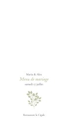 Menu de mariage Signature végétale Vert