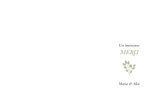 Carte de remerciement mariage vert signature végétale vert Carte de remerciement mariage vert signature végétale vert