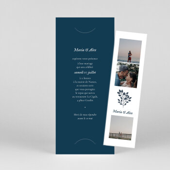 Faire-part de mariage Signature végétale (marque-page) bleu Faire-part de mariage Signature végétale (marque-page) bleu