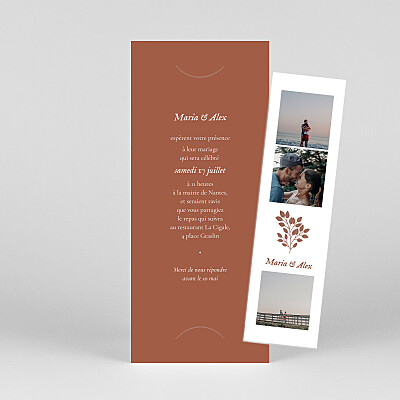 Faire-part de mariage rouge signature végétale (marque-page) sienne Faire-part de mariage rouge signature végétale (marque-page) sienne