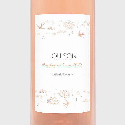 Étiquette de bouteille baptême nuage de lait rose Étiquette de bouteille baptême nuage de lait rose