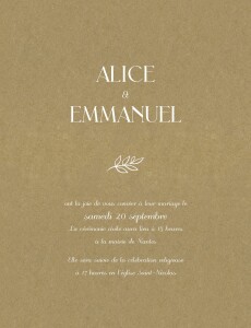 Faire-part de mariage Dryade (portrait) Kraft Faire-part de mariage Dryade (portrait) Kraft