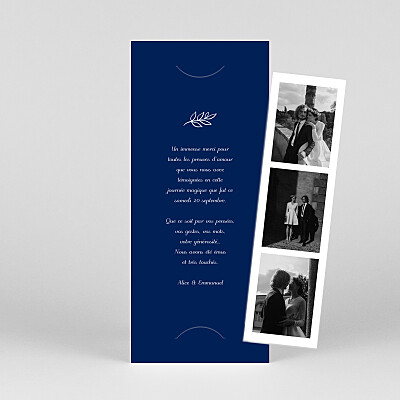 Carte de remerciement mariage bleu dryade (marque page) bleu Carte de remerciement mariage bleu dryade (marque page) bleu