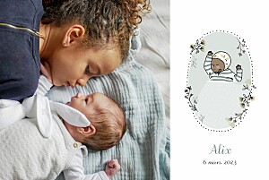 Faire-part de naissance fleur sweet dream (paysage) bleu Faire-part de naissance fleur sweet dream (paysage) bleu