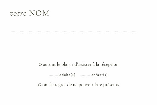Carton réponse mariage Laure de Sagazan II (dorure) Blanc et vert - Verso Carton réponse mariage Laure de Sagazan II (dorure) Blanc et vert - Verso