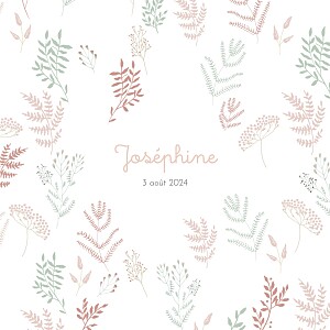 Faire-part de naissance doré liberty feuillage (dorure) rose Faire-part de naissance doré liberty feuillage (dorure) rose