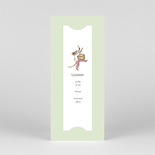 Faire-part de naissance Ernest et Célestine I (marque page) Vert - Vue 3 Faire-part de naissance Ernest et Célestine I (marque page) Vert - Vue 3