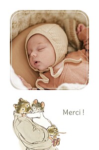 Carte de remerciement animaux ernest et célestine i (portrait) blanc Carte de remerciement animaux ernest et célestine i (portrait) blanc