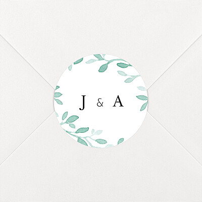 Stickers pour enveloppes mariage personnalisés ronde aquarellée blanc Stickers pour enveloppes mariage personnalisés ronde aquarellée blanc