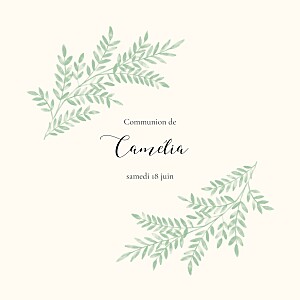 Faire-part de communion ritournelle vert Faire-part de communion ritournelle vert