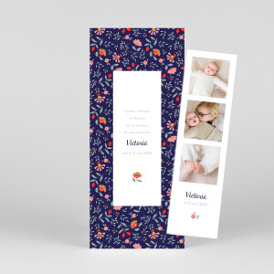 Faire-part de naissance Flora (marque page) Nuit