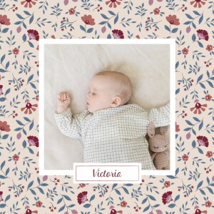 Faire-part de naissance Flora (4 pages) Bleu