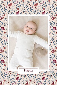 Faire-part de naissance avec photo flora (portrait) bleu Faire-part de naissance avec photo flora (portrait) bleu