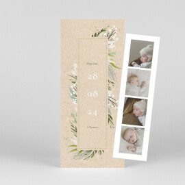 Faire-part de baptême Gaieté (marque-page) beige