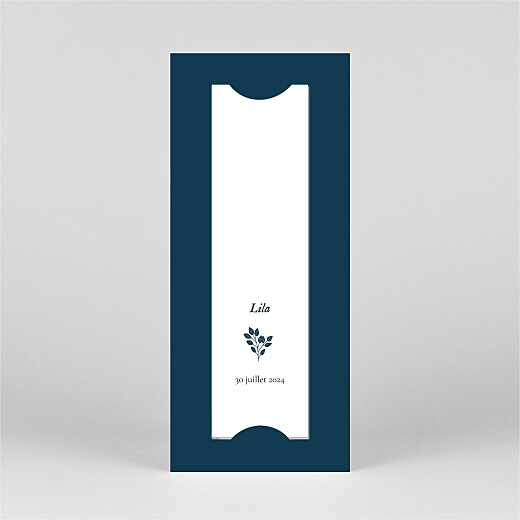 Faire-part de baptême Signature végétale (marque-page) bleu - Vue 3 Faire-part de baptême Signature végétale (marque-page) bleu - Vue 3