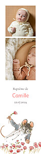Faire-part de baptême Ernest et célestine (marque page) bis rose Faire-part de baptême Ernest et célestine (marque page) bis rose