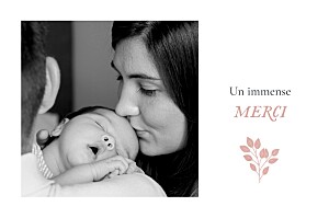 Carte de remerciement rose signature végétale rose Carte de remerciement rose signature végétale rose