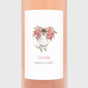 Étiquette de bouteille baptême Ernest et Célestine Rose Étiquette de bouteille baptême Ernest et Célestine Rose