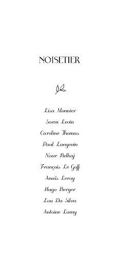 Plan de table mariage Dryade blanc - Recto Plan de table mariage Dryade blanc - Recto