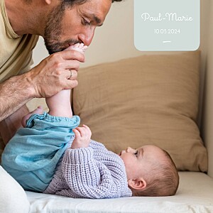 Faire-part de naissance avec photo etiquette pastel bleu Faire-part de naissance avec photo etiquette pastel bleu